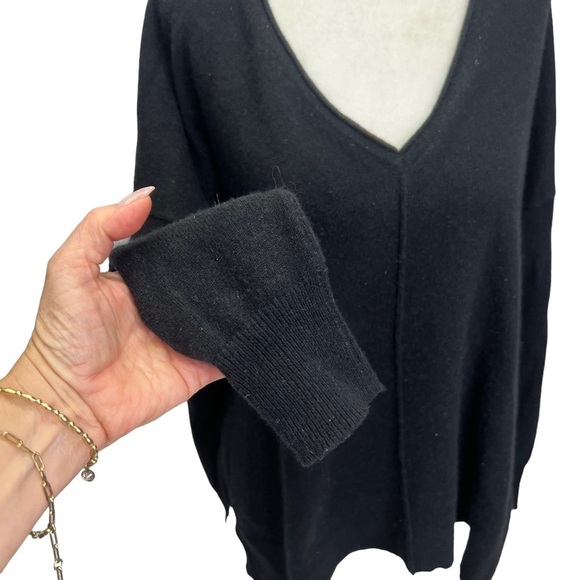 Autumn Cashmere Black V-Neck Pullover Oversized Cashmere Sweater Size S - Picture 5 of 11